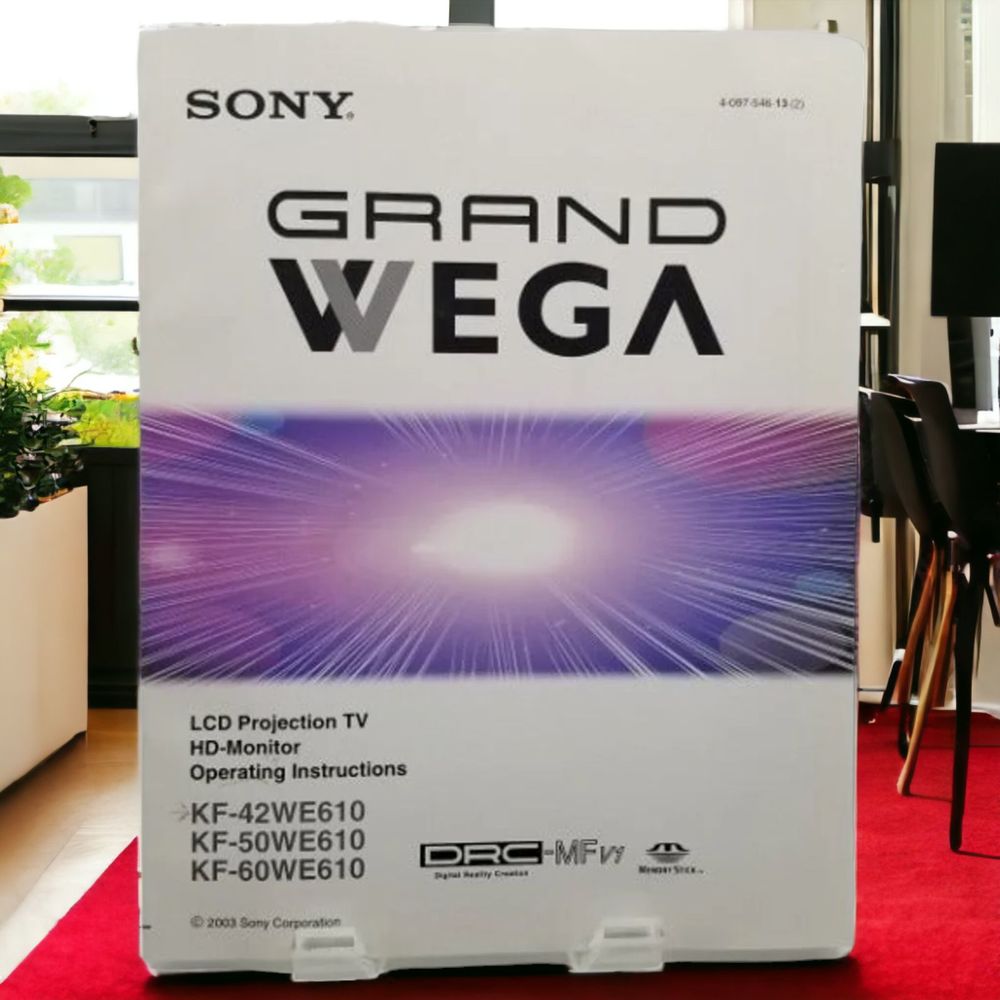 Sony Grand Wega Operating Instructions Book KF42WE610 KF50WE610 KF60WE610